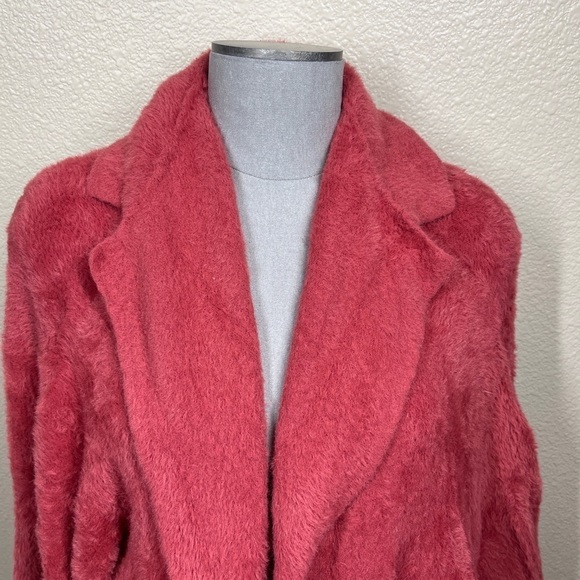 Free People FP One Cardigan Sweater Oversize Pink Fuzzy Nylon Collared One Size - Picture 4 of 7